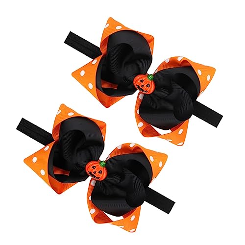SUPVOX 2pcs Halloween Headband Elastic Hairbands Soft Festival Headdress for Newborn Party with Creative Bow Design