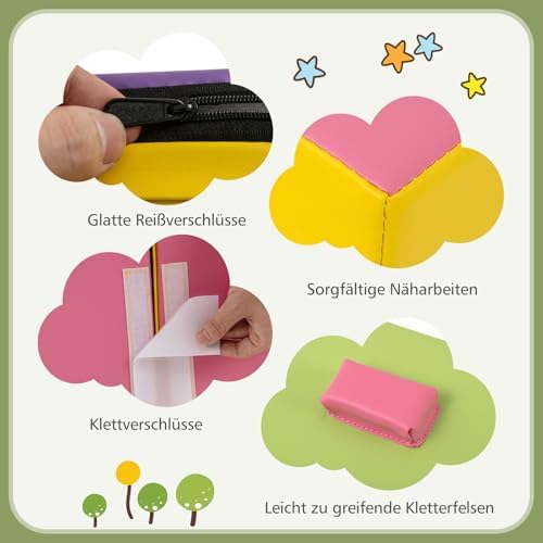 FANTASK 6 TLG. Schamstoff Bausteine Kinder, Softbausteine mit Kletterfelsen zum Klettern & Krabbeln