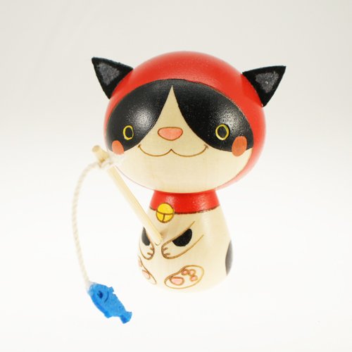 Usaburo no Mago Sosaku Kokeshi Doll Fisher Cat Kuroneko Made in Japan