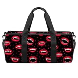 Bolsa de deporte de barril, patrón de bocadillos de canapés con fondo rosa bolsa de entrenamiento para mujeres y hombres ligera bolsa de lona, Color 2, 45x23x23cm/17.7x9x9in,