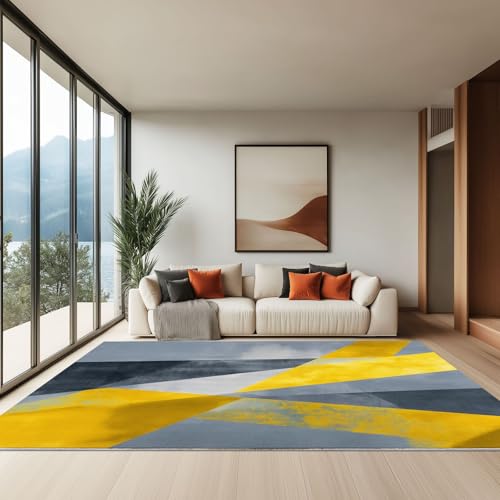 Tapis de chambre imprimé géométrique lavable en machine