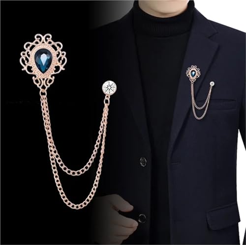 Pin for cuello camisa anticaída con broches de cadena con borlas para evitar corbatas molestas 2