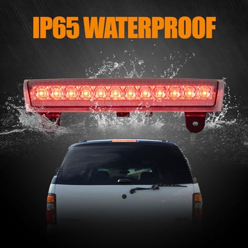 Image of Third 3rd Brake Light, LED High Mount Stop Light Replacement for 2000 2001 2002 2003 2004 2005 2006 Chevy Tahoe Suburban /GMC Yukon XL Denali, Rear Center Cab Roof Tail Lamp (Chrome)