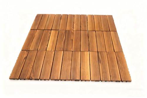 Baldosas de madera de acacia para balcón, 36 unidades, 30 x 30 cm, azulejos de madera, sistema de clic, se pueden cortar, para exteriores (3 m²)