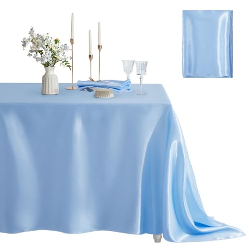 Counfeisly Nappe de table satin carrée, bleu pâle, 52 x 52 po