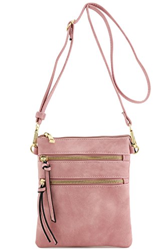 Image of Isabelle Small Lightweight Shoulder Bag for Women, Mini Multi Zipper Pocket Crossbody Handbag with Adjustable strap