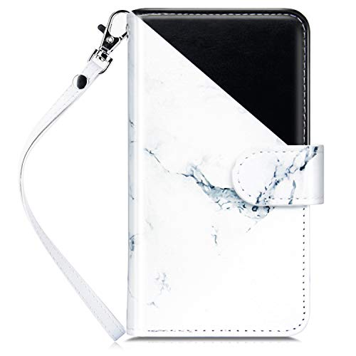 Dailylux Case for iPhone 8, iPhone 7 - [Built-in 9 Card Slots] Premium PU Leather Luxury Bling Flip Wallet Case for Apple iPhone 7/8 4.7 Inch, Marble Black