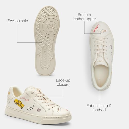 Coach Women's High Line Sneaker with Sketch Print, Charcoal/Black, 73