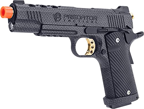 Evike Predator Tactical Iron Shrike Gas Blowback 1911 Airsoft Pistol by King Arms (Color: Carbon / CO2 / Rail)