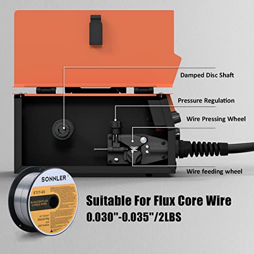 Sonnler 160A Mig Welder, 3 In1 Flux Core Mig/Stick/Lift Tig Welding Machine, 110V Gasless Portable Igbt Inverter Welder With Synergy, Equipment With Welding Gun And 2Lb Welding Wire #TOP3