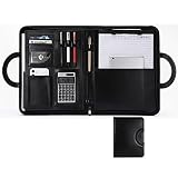 A4 Leather Portfolio Binder Padfolio Business Document Planner Leather Portfolio Folder Organizer wi
