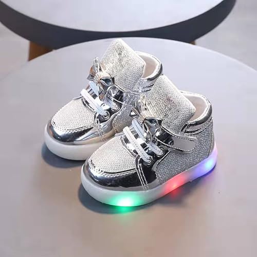 Betadog Girls Glitter Sneakers Lightweight Kids Tennis Shoes Kids Athletic Shoes Youth Girls Slip-On Athletic Sneakers (Silver-3, 6)