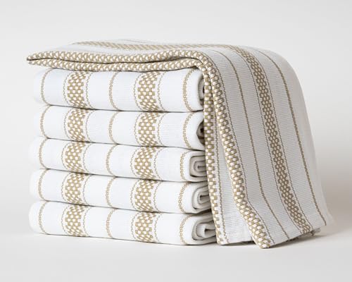 Kitchen-Towels-Set–Pack-of-6-20-x-30-Extra-Large-Premium-Cotton-Dish-Towels-for-Kitchen–Chain-Stripe-Towels–Highly-Absorbent–100-Cotton–with-Hanging-Loop–Beige Kitchen Towels Set–Pack of 6 20 x 30 Extra Large Premium Cotton Dish Towels for Kitchen–Chain Stripe Towels–Highly Absorbent–100 Cotton–with Hanging Loop–Beige