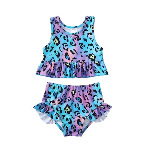 Image of Baby Swimsuit Girl Two Piece Bathing Suit Toddler Girls Summer Beach Ruffle Tankini Swimwear 1-7Y