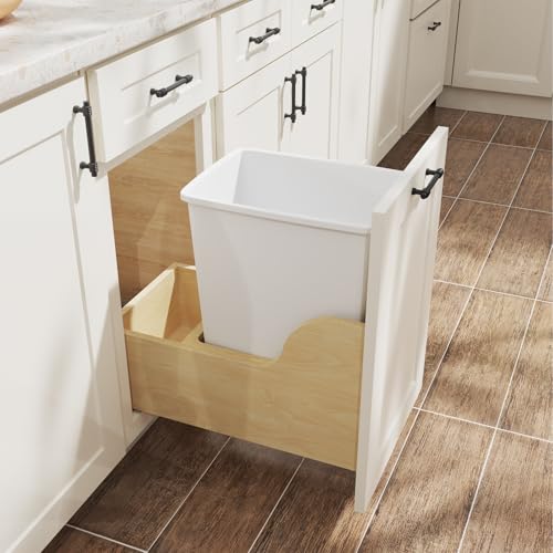 Image of ROOMTEC 35QT Kitchen Trash Can,Sturdy and Lightweight Slim Trash Can,1-Pack | 35QT Plastic Trash Can, Trash Cans for Kitchen, Workspace, Bathroom, Office, Easy to Clean ,Wide-open Top Design, White