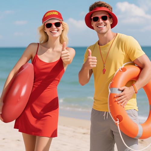 Alaoo Accesorios de Salvavidas, 2PCS Juego de Disfraz de Salvavidas con Tabla Flotante Inflable, Silbato Deportivo, Accesorios Socorrista para Mujeres Hombres - imagen 5