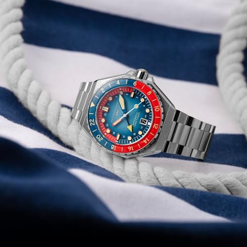Image of Spinnaker Dumas Men's Automatic GMT Dive Watch - Seiko NH34 Movement, 44mm Stainless Steel Case, Water Resistant 300m, Stainless Steel Bracelet, SP-5119