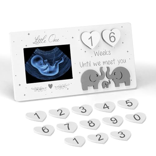 EdenseeLake Sonogram Picture Frame with Countdown Weeks, 3x4 Ultrasound Picture Frames for Expecting Parents, Pregnancy Announcement Gender Reveal Party Gift