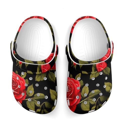 Fashion Beach Pool Slippers Toddler Slides Sandals Children Water Shower for Boy Floral Flowers Black Red Roses