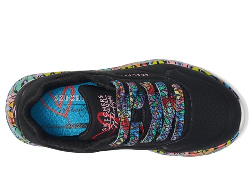 Skechers Girl's Uno Lite Subtle Love Sneaker, Noir, 10.5 UK Child