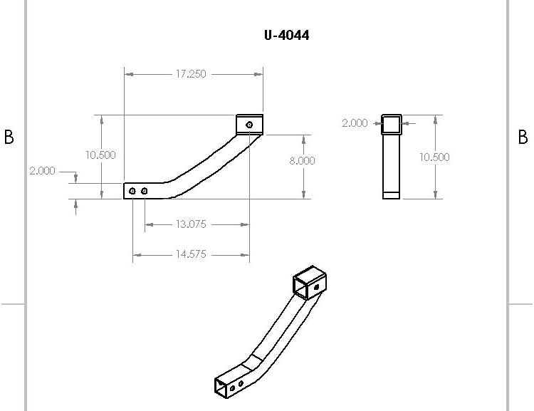 ATV/UTV Receiver Hitch Riser U-4044 Hornet Outdoors Steel Welded Powder Coated Made in USA