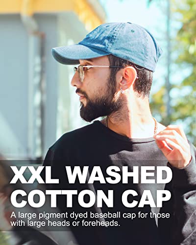 Image of XXL Baseball Cap For Big Heads, Soft Crown Washed Dad Hat, Oversized Denim Cap For Men Women Golf, Travel, Daily Wear