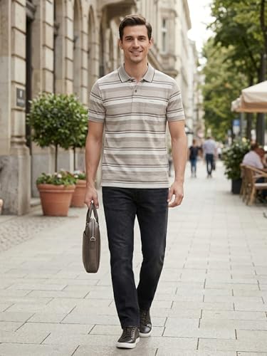 Image of GODFREY Half Cotton Polo T Shirt for Man with Pocket - Regular Fit Mens Collar Tshirt