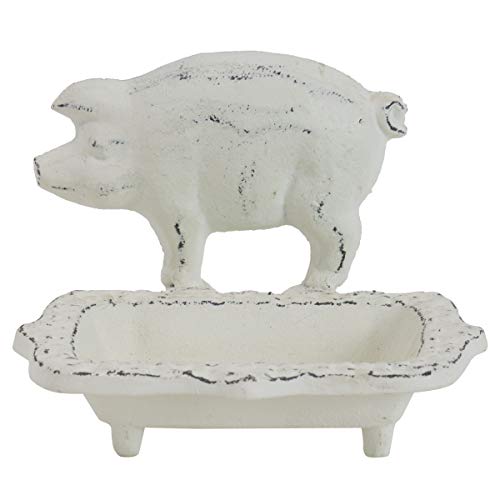Foreside Home & Garden White Rustic Antique Metal Pig Soap Dish #TOP30
