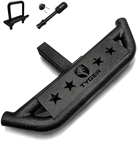 Tyger Auto TG-HS8U81238 Hitch Armor Compatible with Vehicles with 2" Hitch Receiver | Textured Black | Hitch Step | Rear Bumper Guard Protector | with Pin Lock and Stabilizer