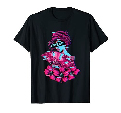 Geisha Offline Soft Grunge Vaporwave Aesthetic Glitch T-Shirt
