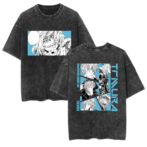 Image of zhedu My Hero Academia Short Sleeve Vintage Washed T Shirts Anime Graphic Hiphop Fashion Summer Teenage Streetwear (S,Color 05)