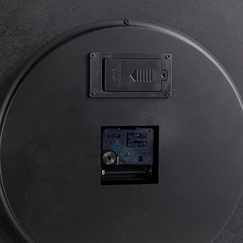 Glitzhome 27.50" D Vintage Round Black Gear Clock, Oversized Roman Numeral Silent Clock With Tempered Glass For Home Or Office #TOP6