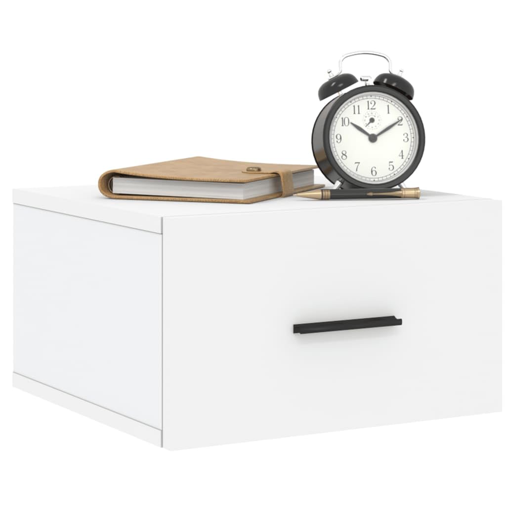Mesita de noche dormitorio madera 35 x 35 x 20 cm blanco armario de noche colgante amplio espacio de almacenamiento estudio armario lateral función de presentación muebles para sala de estar