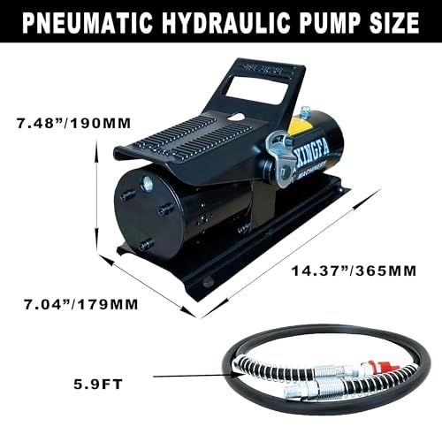 Image of Air Hydraulic Pump 10,000 PSI, 1.7L Reservoir, NPT 3 /8 inch Oil Outlet, NPT 1 /4 inch Inlet, Hydraulic Pump Air Hydraulic Foot Pump, with Air Line Lubricator, Black New