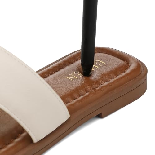 Image of UBFEN Womens Square Toe Flat Sandals Slides Dressy Comfortable for Beach