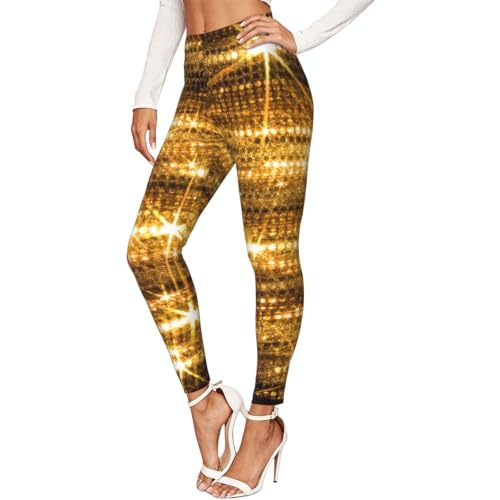 Leggings de yoga antideslizantes con lentejuelas doradas mallas elásticas que estilizan