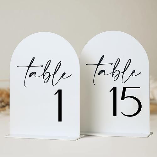 HOODO White Arch Wedding Table Numbers 1-15 with Stands, 5'x7' Arched...