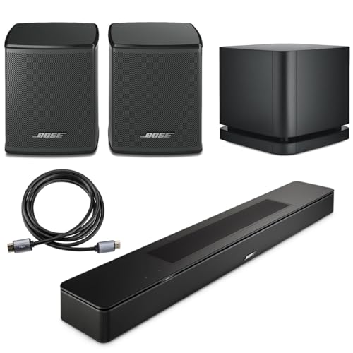 Image of Bose Smart Soundbar, Black, Bundle with 2x Wireless Surround Speakers, Bass Module 500, 6