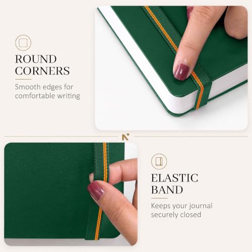 Image of NEORAH -B5 DOTTED | 368 Pages - 110 Gsm | PAGE A DAY JOURNAL (25x17.5 cm)-Hardcover Dot Grid Notebook |Back Pocket |3 Silk Book Mark - Completely HANDMADE for Journaling,Note Taking- DARK GREEN