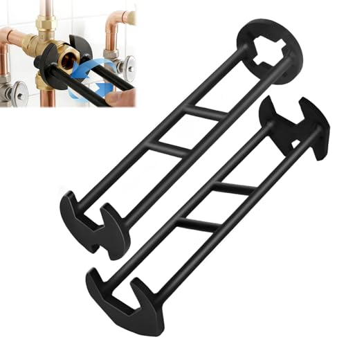 2 Pcs Multifunctional Sink Wrench,Plumbing Tools for Tight Spaces, Under Basin Pipe & Angle Valve Repair Plumbing Tools,Portable Installation Tool for Homeowners for Kitchen Bathroom