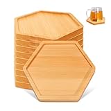 HMCEY 10 Pièces Dessous de Verre en Bambou,Dessous sous Bock,Dessou Cocktail Antidérapants,Dessou Tasses Réutilisables, Boissons Dessous de Table Basse pour Verres à Vin,Decoratif,Cafe Bureau,Bars