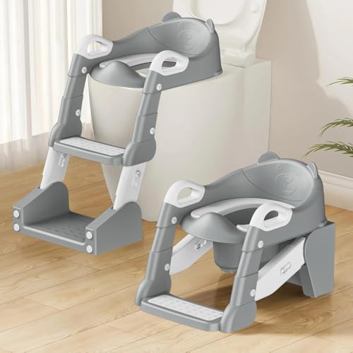 2 IN 1 Toilettensitz Kinder, Toilettensitz Kinder mit Treppe für Jungen...