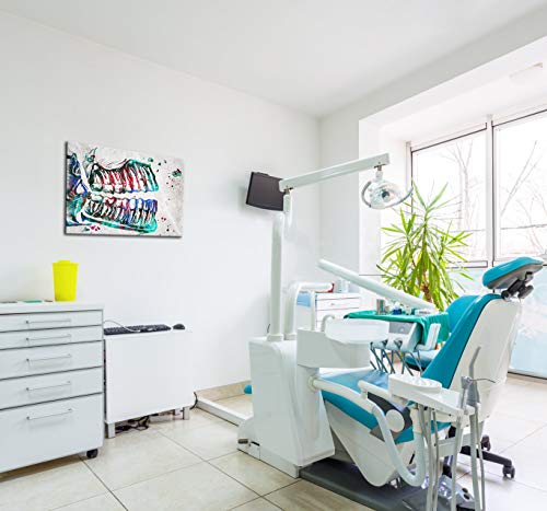 Lovehouse Dental Wall Art Prints Colorful Tooth Canvas Painting Medical Picture For Clinic Office Teeth Anatomy Watercolor Print Contemporary Art Dentistry Kids Room Dentist Gift Ready To Hang 24X32Inch #TOP3