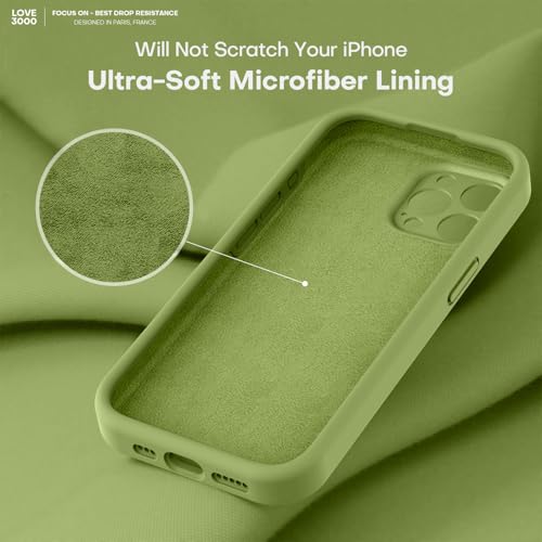 Image of LOVE 3000 Designed for iPhone 15 Pro Case, Premium Silicone with [Soft Anti-Scratch Microfiber Lining] Shockproof Protective Phone Case for Men Women Girls 6.1 inch, Cedar Green