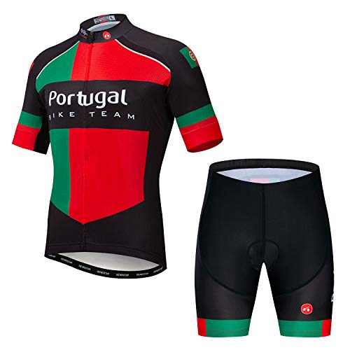 JPOJPO Ensemble de cyclisme pour homme - Maillot de cyclisme à manches courtes + short rembourré 5D - Séchage rapide - S-3XL Cover