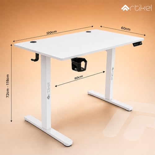 Image of ARTIKEL Artidesk Eco-Neo Height Adjustable Table for Office Work 120x60cm | Electric Standing Desk | Ergonomic Sit Stand Workstation | USB-A & Type-C Charging | 3 Memory Presets | 80kg Load Capacity