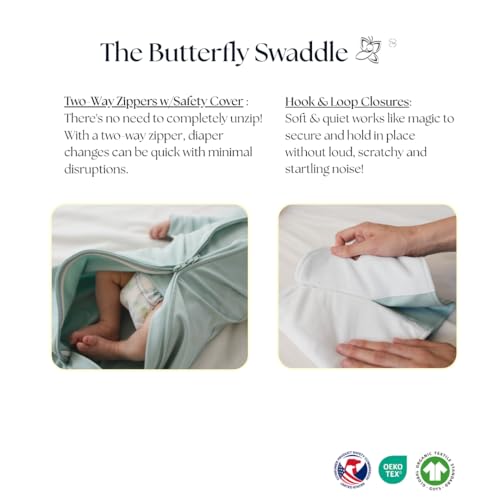 Image of The Butterfly Swaddle: Safe Organic Newborn Baby Sleep Sack & Wrap Blanket | Natural Transitional Accessory for Calming Sleep Support (Blushing Pink, Preemie (4-7 lbs))