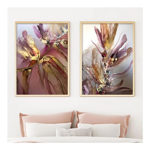 Tableau Fleurs Abstraites Rose Or JGGXHM Cadre Interne Décoration Intérieure Douce