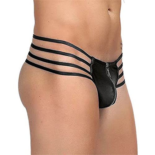 Men's Backless Jockstrap Thongs Sexy Zipper Open Front See-Through Underwear Sexy Hollow Out Low Rise G-Strings Briefs2