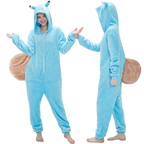 WEQJC Adult Onesie Pajamas Halloween Costume One-Piece Slim Fit Sleepwear Cosplay Suit for Mens Womens(Snail,Small)